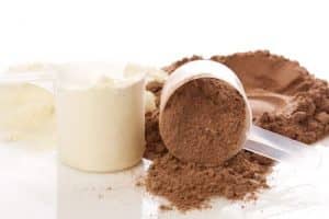 protein powder and scoops
